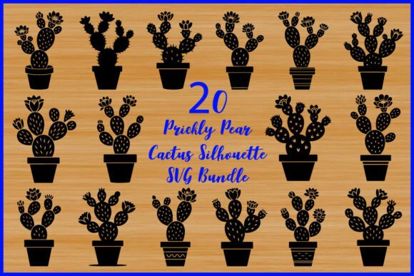 20 Prickly Pear Cactus Silhouette Bundle