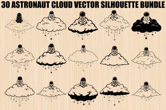 Astronaut Cloud Silhouette Bundle