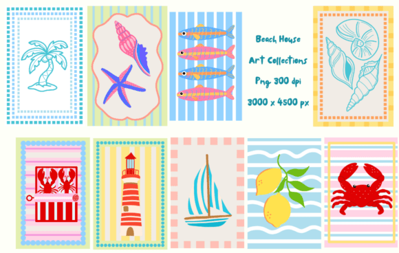 Beach House Art Collections Clipart