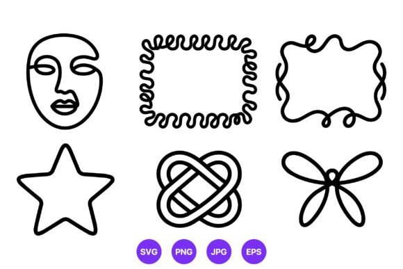 Black Line Art Abstract Face Star Knot: A Practical Asset for Modern Design