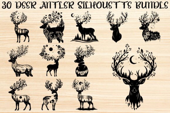 Deer Antler Silhouette Bundle