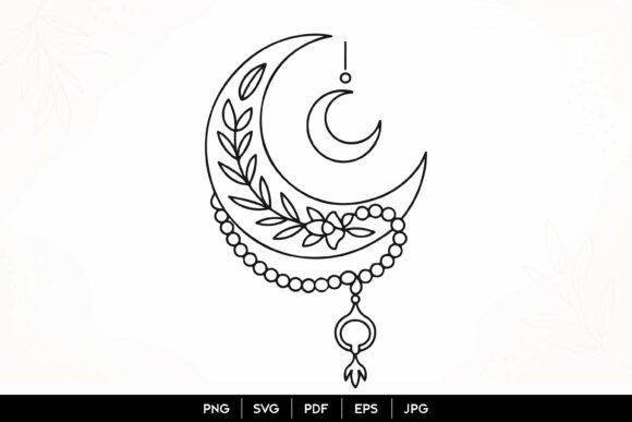 Elevating Spiritual Aesthetics with the Islamic Crescent Moon Floral SVG