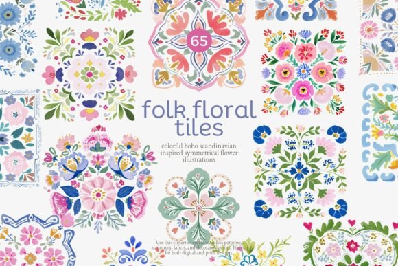 Evaluating the Folk Floral Tiles Clipart Set for Modern Design Projects