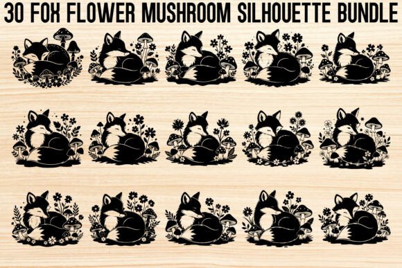Fox Flower Mushroom Silhouette Bundle: A Creative Resource for Nature-Inspired Design