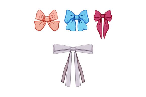 Hair Ribbon Accessories Collection with Four Distinct Colorful Bows for Versatile Styling