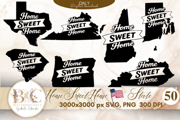 Home Sweet Home USA State SVG Bundle: Elevate Your DIY Projects with Retro Americana Charm