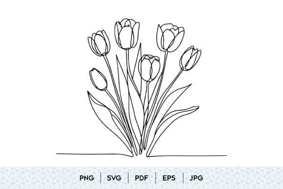 Minimal Tulip Bouquet One Line Art SVG: Elevating Digital Design with Continuous Elegance