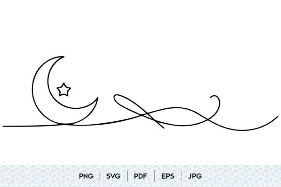 Moon and Star One Line SVG Guide