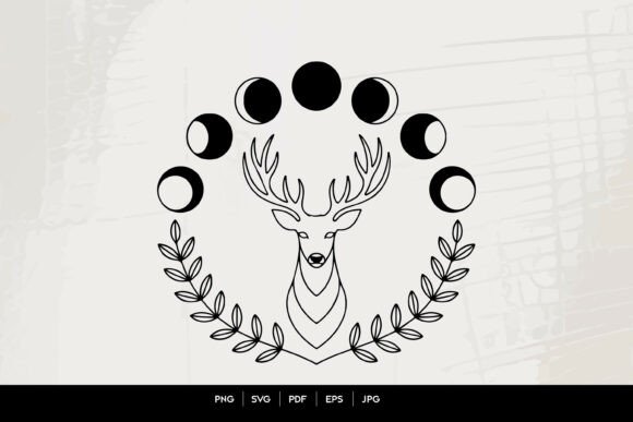 Moon Phase Deer Line Art SVG Guide