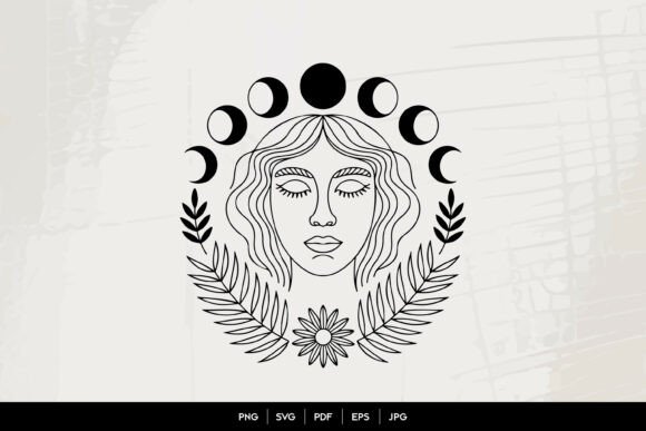 Moon Phase Woman Line Art: A Digital Design Essential