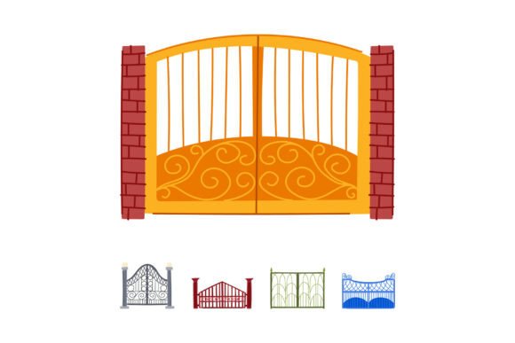 Ornate Iron Gate with Brick Pillars