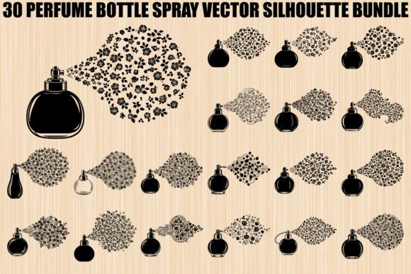 Perfume Bottle Spray Silhouette Bundle: Elevating Design with Elegant Vector Art