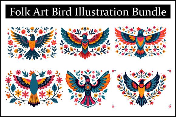 Unlock Creative Potential with the Folk Art Bird Illustration Bundle