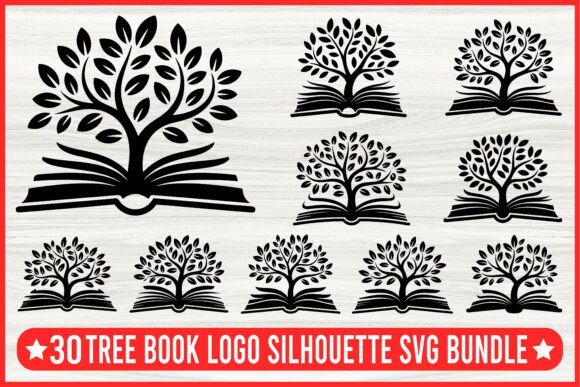 Unlocking Creative Potential: A Guide to the 30 Tree Book Logo Silhouette SVG Bundle