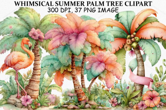 Whimsical Summer Palm Tree Clipart: Elevating Your Tropical Designs
