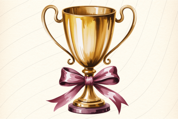 Winner Award Cup with Ribbon PNG